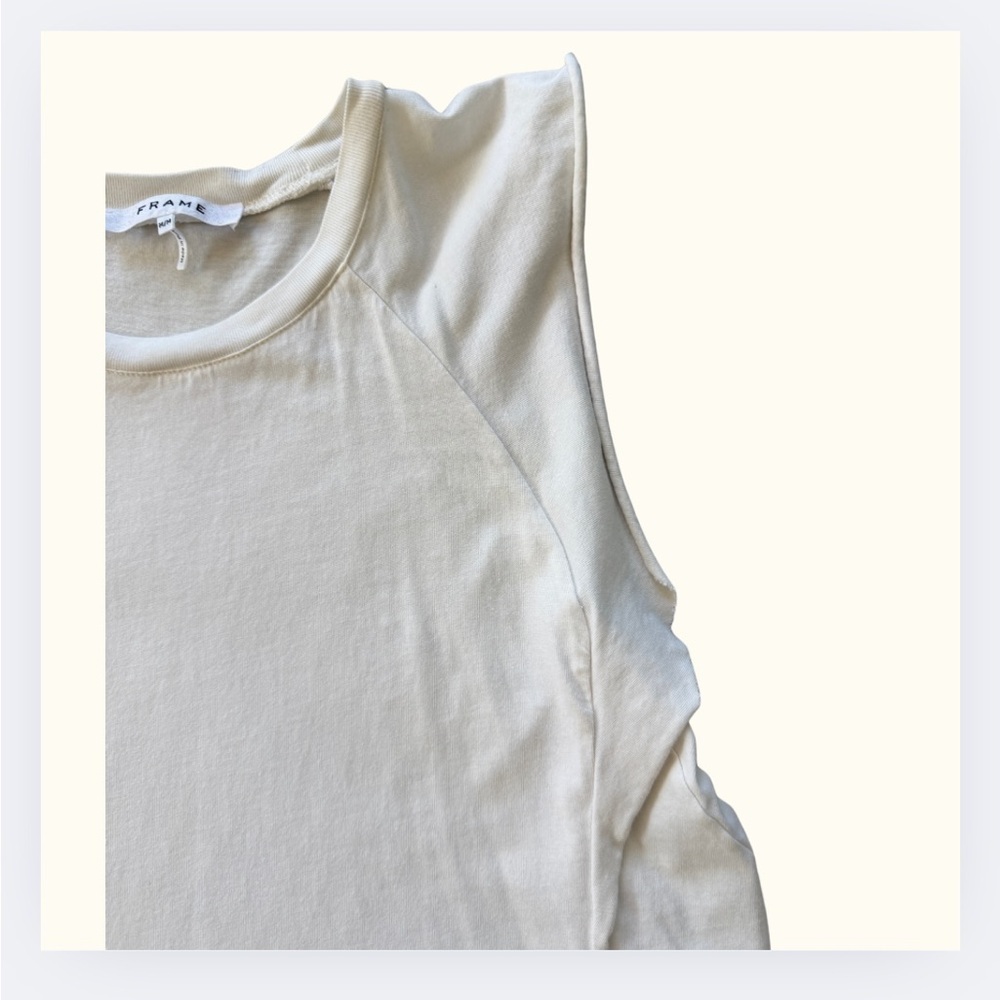 Frame Denim White Ruffle Muscle Tee | Size Medium - Picture 4 of 6